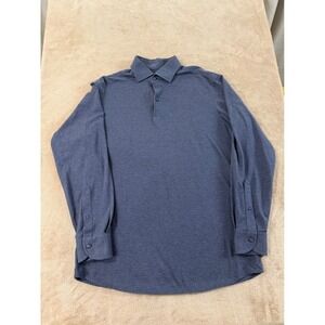 Proper Cloth polo Shirt Mens Size Large Blue 100% Cotton Long sleeve EUC